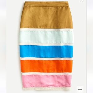 NWT J Crew Crochet Ribbon Satin Pencil Skirt Size 2